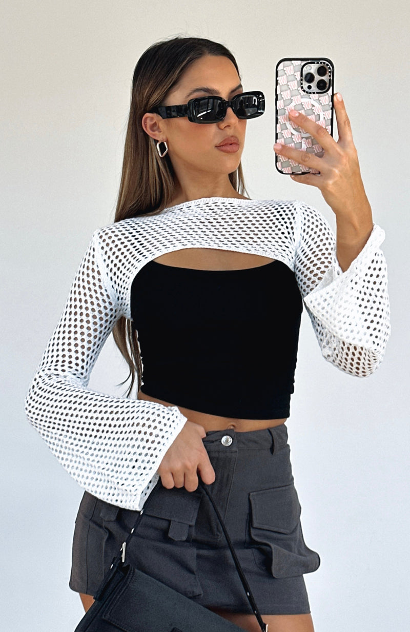 Keep On Walking Knit Bolero White